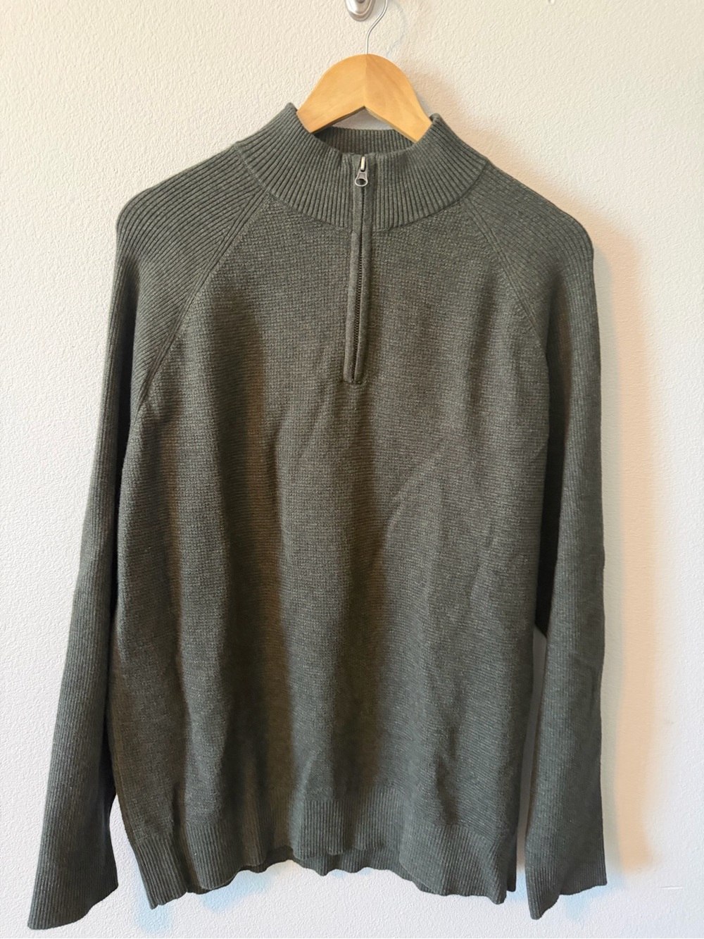 Men's Half-Zip Knit Sweater - Olive Green